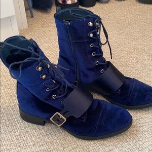 Velvet combat boots